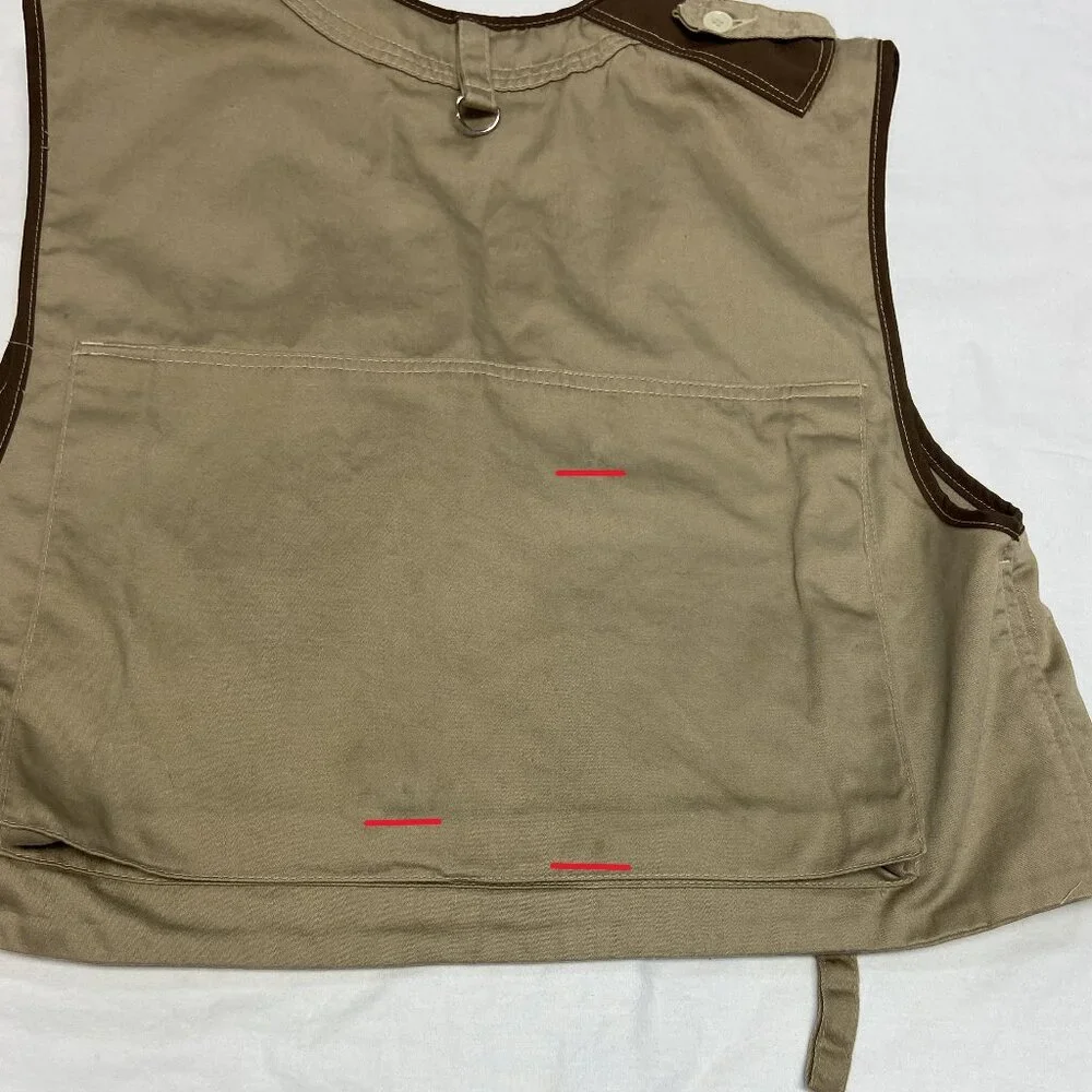 Stansport Vintage Outdoor Fish Hunt Angler Utility Pocket Pouch Vest Tan Brown L